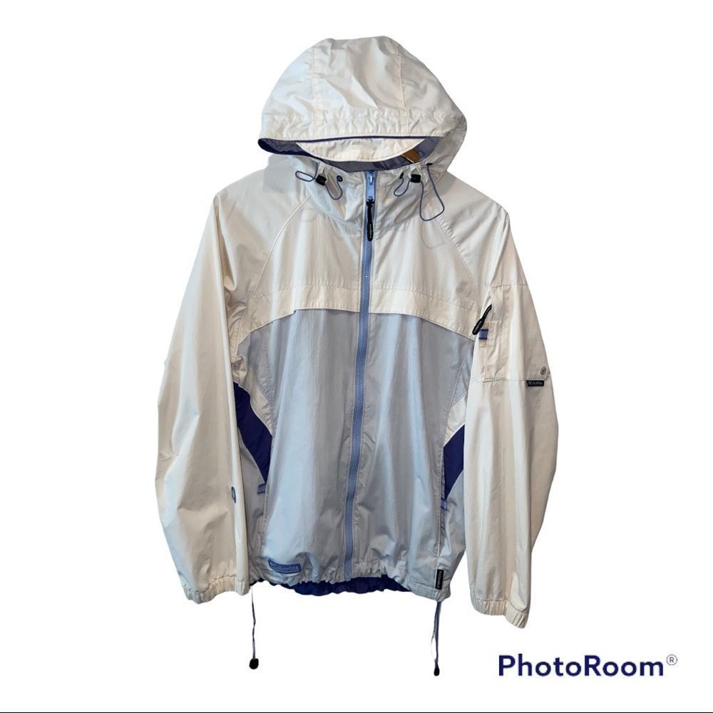 Columbia Lightweight Hooded Jacket Women’s Cream Blue Large